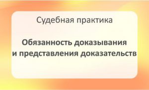 Практика: Обязанность доказывания и представления доказательств