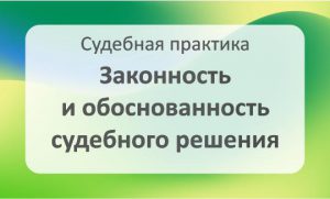 Законность и обоснованность судебного решения