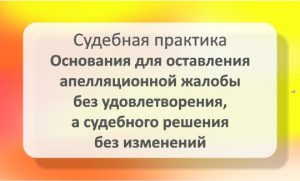 Апелляционная жалоба и судебное решение