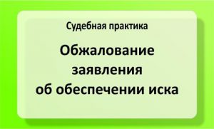 Обжалование заявления об обеспечении иска