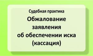 Обжалование заявления об обеспечении иска (кассация)